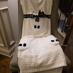 Rachel Zoe Ghost Blanket White and Black Throw with Tassels Halloween HomeGoods